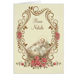 Italian Buon Natale Baby Jesus Traditional Cards