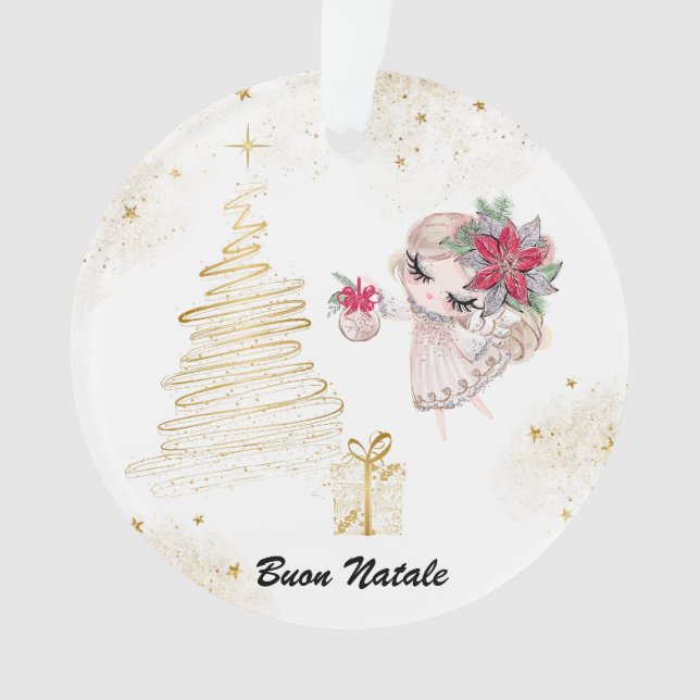 *~* Italian Buon Natale Merry Christmas Ornament (Front)