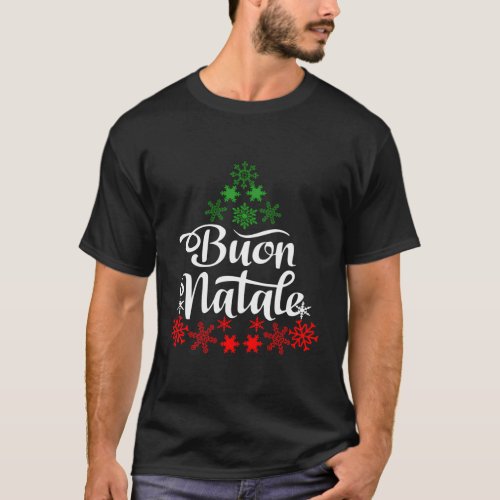 Italian Buon Natale Snowflake Italy Tree T_Shirt
