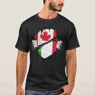 Italian Canadian Hands Ripped Roots Flag T-Shirt