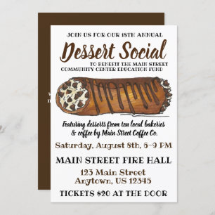 Italian Cannoli Dessert Social Charity Bake Sale Invitation