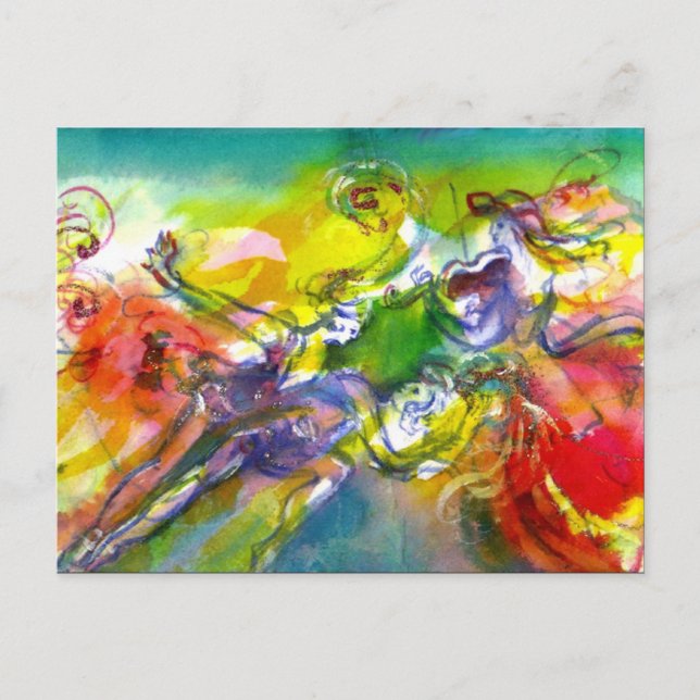 ITALIAN CARNIVAL  Masquerade Dance and Music Invitation Postcard (Front)