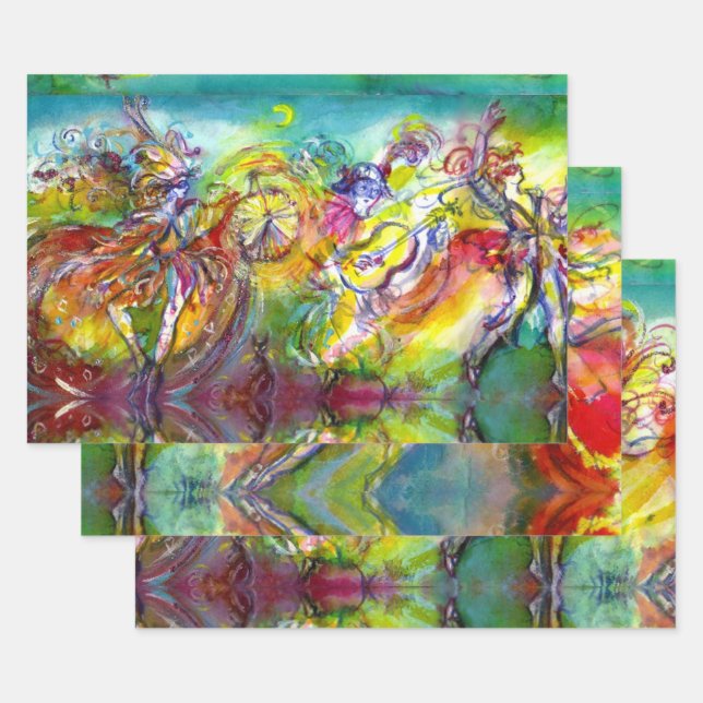 ITALIAN CARNIVAL / Venetian Masquerade,Dance Music Wrapping Paper Sheets (Set)