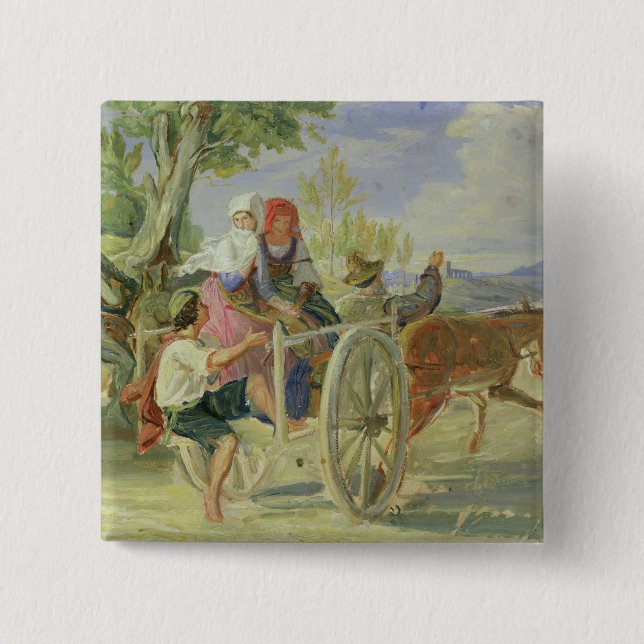 Italian Cart Pinback Button (Front)
