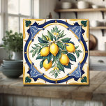 Italian Ceramic Lemon Tile Blue Majolica<br><div class="desc">Italian ceramic tile white and blue,  Mediterranean kitchen decor tile,  Sicilian majolica tile,  traditional blue and white ceramic pattern,  Amalfi coast kitchen inspiration,  decorative tile design,  rustic Italian backsplash,  majolica tile art,  hand-painted ceramic tile mediterranean kitchen aesthetic.</div>