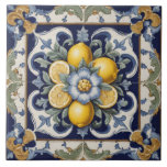 Italian Ceramic Lemons Tile Blue White<br><div class="desc">Italian ceramic tile white and blue,  Mediterranean kitchen decor tile,  Sicilian majolica tile,  traditional blue and white ceramic pattern,  Amalfi coast kitchen inspiration,  decorative tile design,  rustic Italian backsplash,  majolica tile art,  hand-painted ceramic tile mediterranean kitchen aesthetic</div>