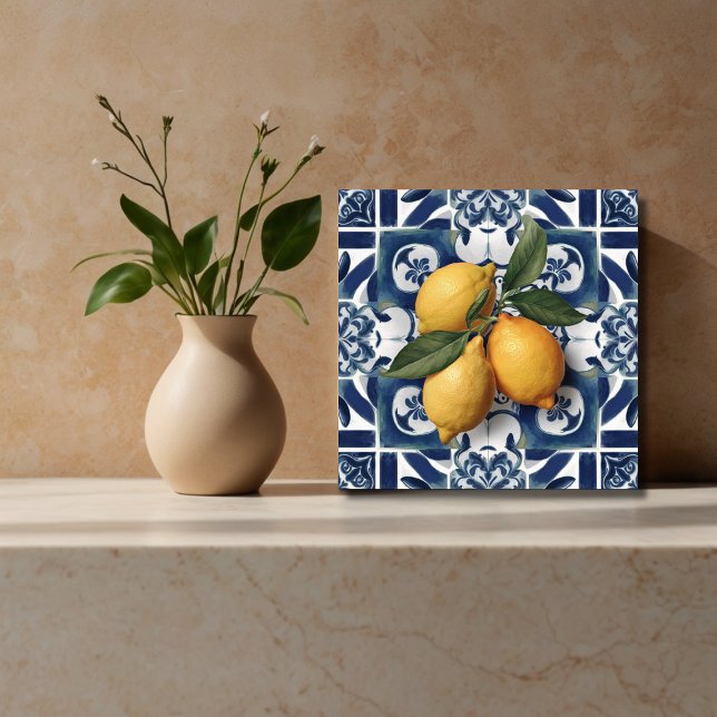 Italian Ceramic Tile Lemon Blue White  (Creator Uploaded)