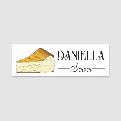 Italian Cheesecake Slice Dessert NYC Cheese Cake Name Tag