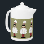 Italian Chef #1 Teapot<br><div class="desc">This design features a italian chef. Great for serving guests when they visit. If you are a collector of chef's decor than this is for you. It's really hard to find chef's decor these days. The BACKGROUND can be changed to your desire color. Check out my store for more chef's...</div>