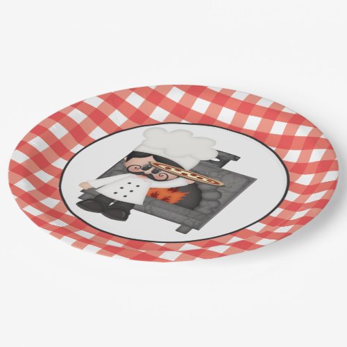 Italian chef Baking Pizza party paper plate