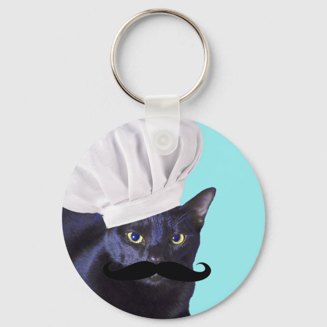 Italian Chef, Black Cat Keychain (Front)