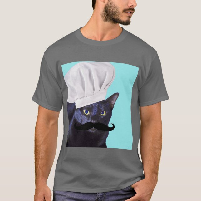 Italian Chef, Black Cat T-Shirt (Front)