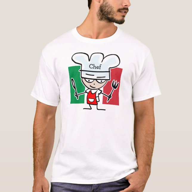 Italian Chef cooking t shirt - customizable text (Front)