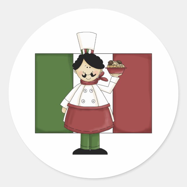 Italian Chef - Customizable Classic Round Sticker (Front)