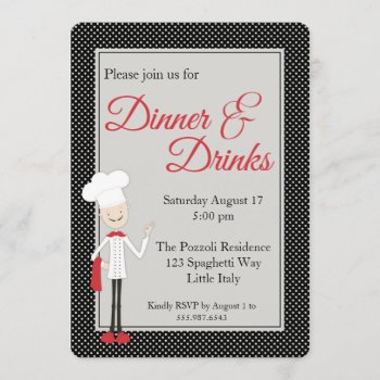 Italian Chef Dinner And Drink Party Invitation by brookechanel at Zazzle