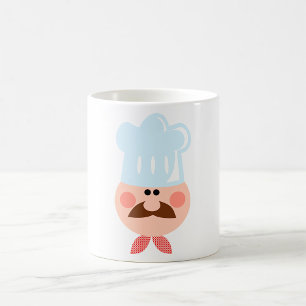 Italian Chef Face with Mustache and Hat Coffee Mug