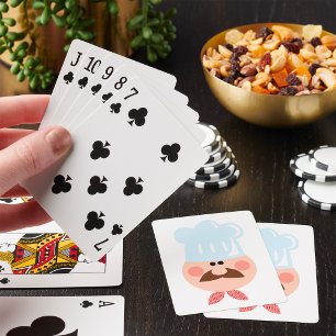 Italian Chef Face with Mustache and Hat Poker Cards