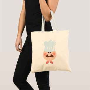 Italian Chef Face with Mustache and Hat Tote Bag