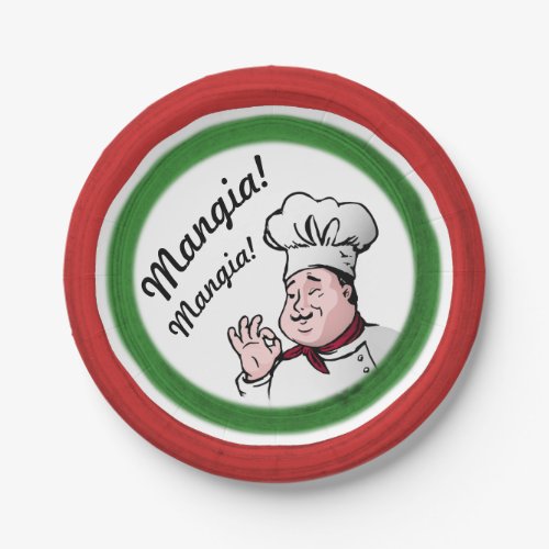 Italian Chef Mangia Mangia Paper Plates