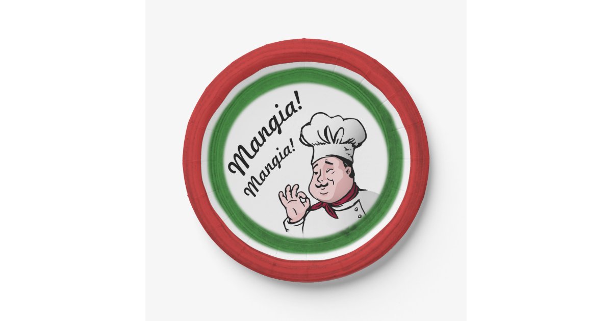 Italian Chef Mangia Mangia Paper Plates Zazzle
