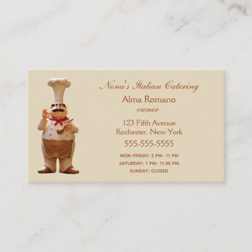 Italian Chef With Apron Business Card