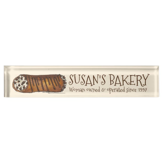 Italian Chocolate Chip Cannoli Bakery Pastry Chef Desk Name Plate (Front)