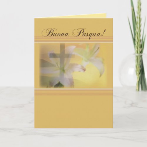Italian Christian Easter Yellow Buona Pasqua Holiday Card
