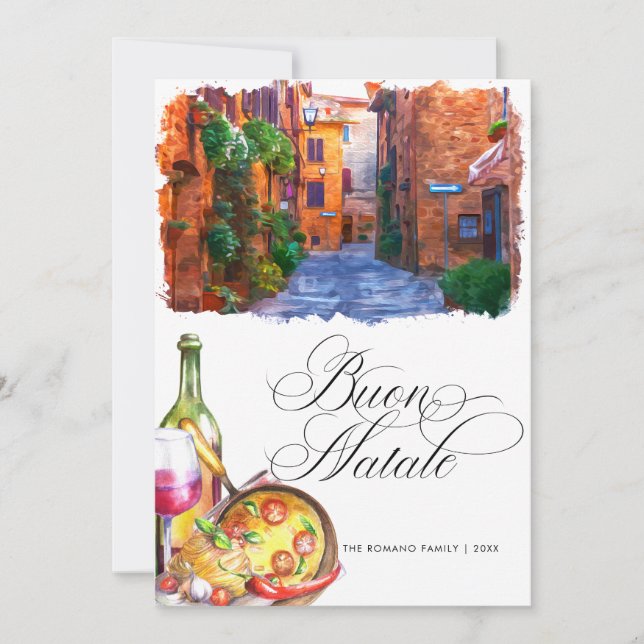 Italian Christmas Buon Natale Modern Photo  Holiday Card (Front)