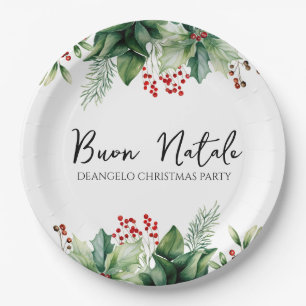 Italian Christmas Buon Natale Party Paper Plates