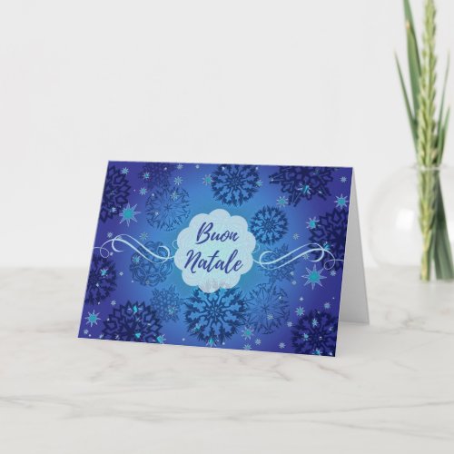 Italian Christmas Buon Natale Snowflakes Card