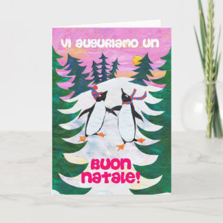 Italian Christmas Card - Skating Penguins