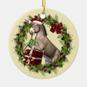 Italian Christmas Donkey Wreath Ornament