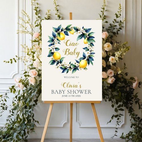 Italian Ciao Baby Lemon Wreath Welcome Sign 