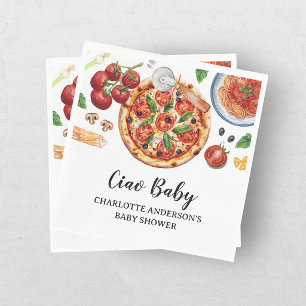 Italian Ciao Baby Pizza Red Baby Shower  Napkins