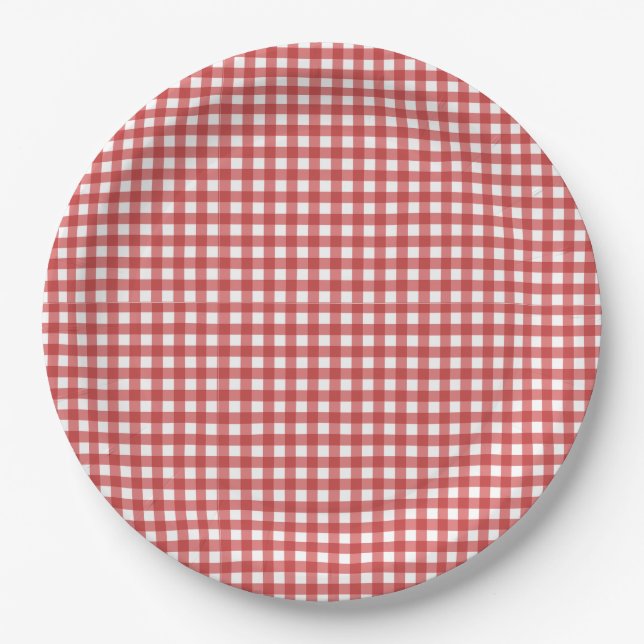 Italian Ciao Baby Red Checkered Baby Shower  Paper Plates (Front)