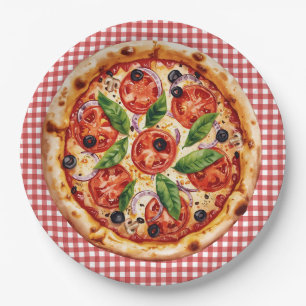 Italian Ciao Baby Red Checkered Baby Shower  Paper Plates