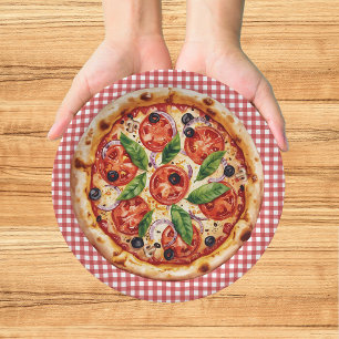 Italian Ciao Baby Red Checkered Baby Shower  Paper Plates