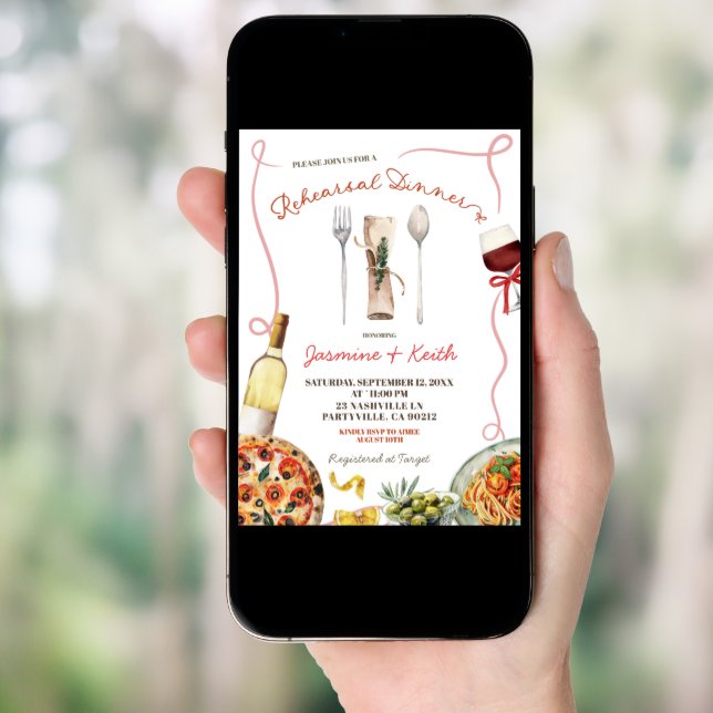 Italian Ciao Bella Rehearsal Dinner Invitation (Front Digital)