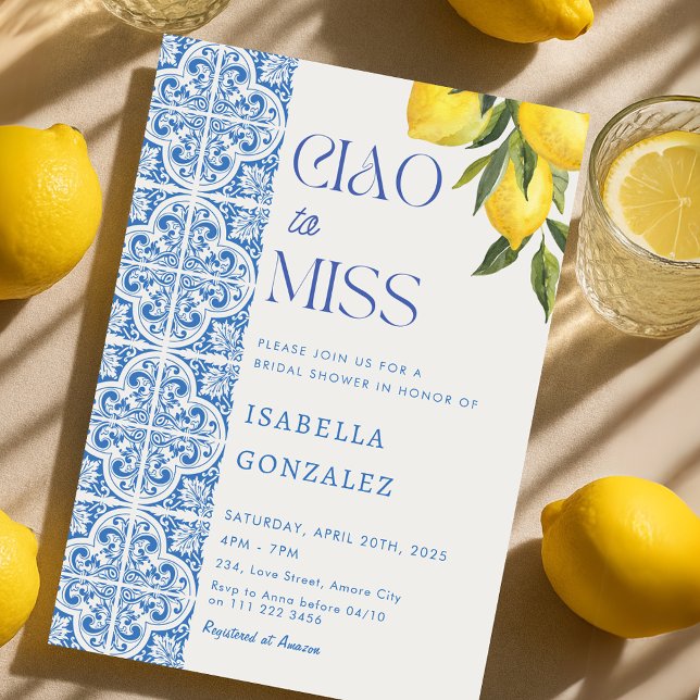 Italian Ciao to Miss Amalfi Bridal Shower Invitation (Italian Ciao to Miss Amalfi Bridal Shower Invitation)