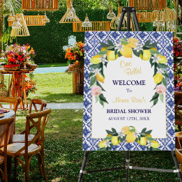 Italian Citrus Lemon Blue Tiles Bridal Shower Foam Board