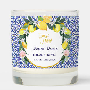 Italian Citrus Lemon Blue Tiles Bridal Shower Scented Candle