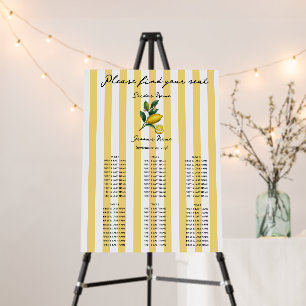 Italian Citrus Lemon Wedding Seating Chart Foam Board