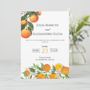 Italian Citrus Orange Blossom Wedding Invitation