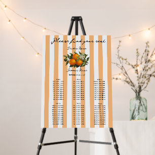 Italian Citrus Orange Wedding Seating Chart Foam Board