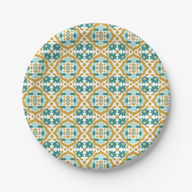 Italian Classic Motif 1 Seamless Pattern Paper Plates (Front)