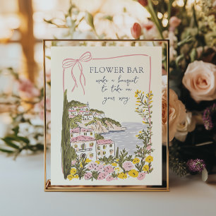 Italian Coast Bridal Shower Flower Bar Poster