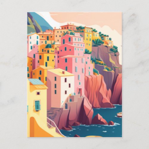 Italian coast city postcard