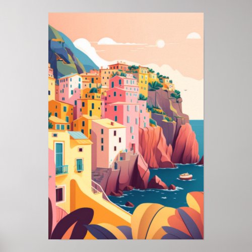 Italian coast city poster