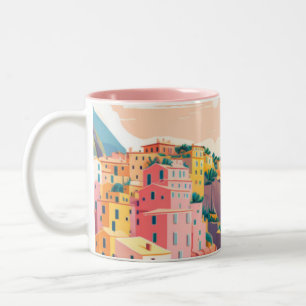 Italian coast city Two-Tone coffee mug