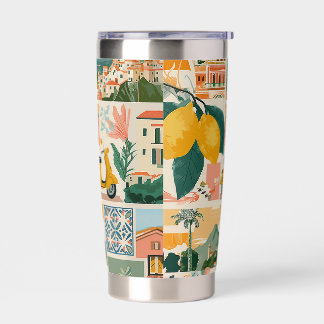 Italian Coast Collage - Mediterranean Summer Vibe Insulated Tumbler